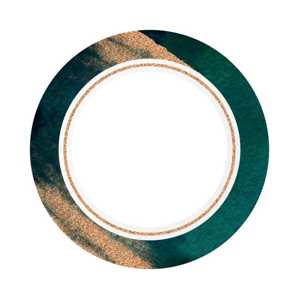 水彩圆形框架孤立的白色背景。金色飞溅，纹理和元素。手绘水彩大理石，孔雀石纹理。创意设计图片下载