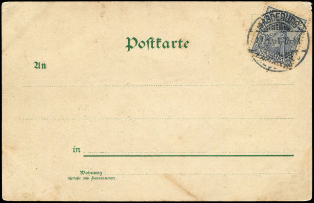 20世纪初从德国马格德堡寄来的老式明信片，对于任何历史明信片通信的使用都是一个非常好的背景。图片下载