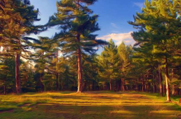 石油山水画图片下载