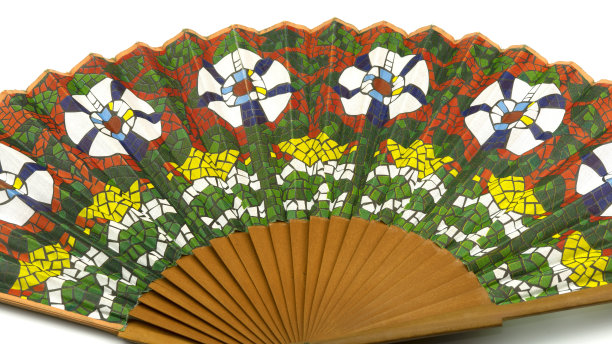 摘要彩色手扇孤立在一个白色背景。图片下载