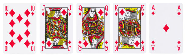 皇家钻石同花顺-孤立在白色图片下载