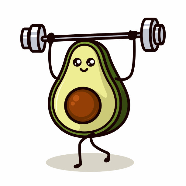 可爱的牛油果吉祥物在运动游戏姿势图片下载