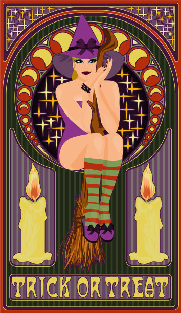 金发女巫与扫帚艺术新风格卡图片下载
