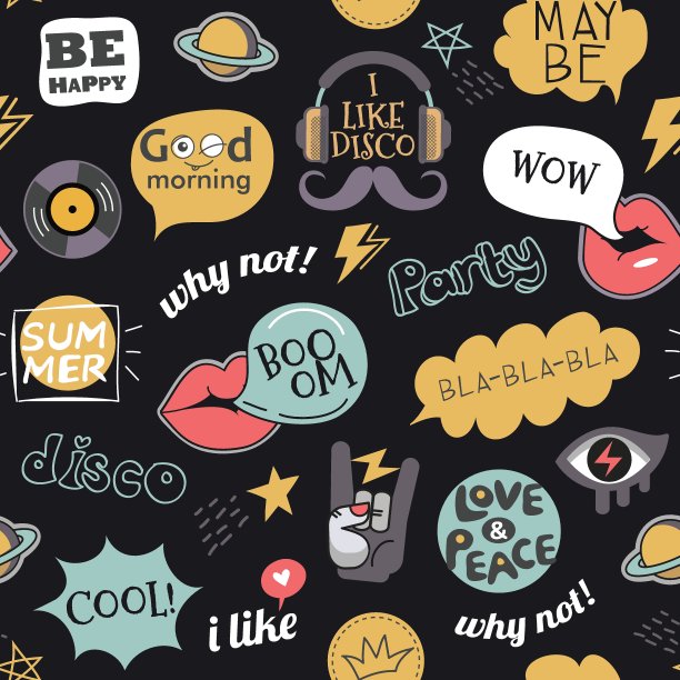 波普艺术漫画无缝矢量模式图片下载