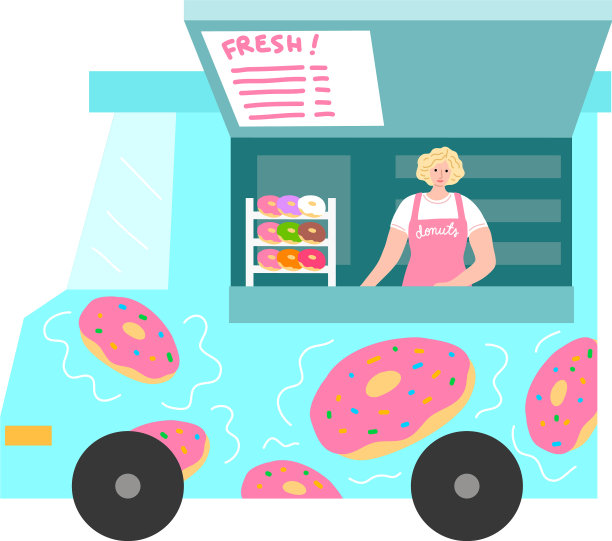 有新鲜甜甜圈菜单的餐车图片下载