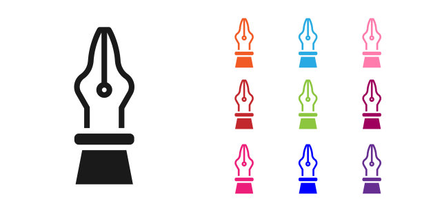 黑色钢笔笔尖图标孤立在白色上图片下载