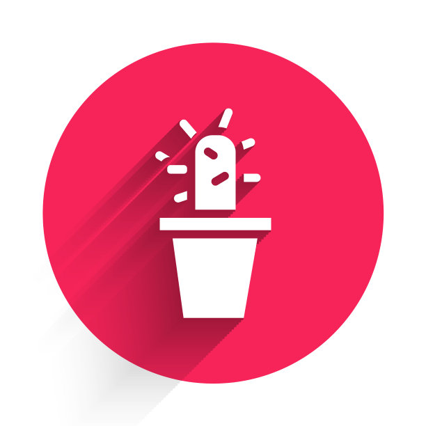 白色仙人掌和肉质在盆图标孤立图片下载