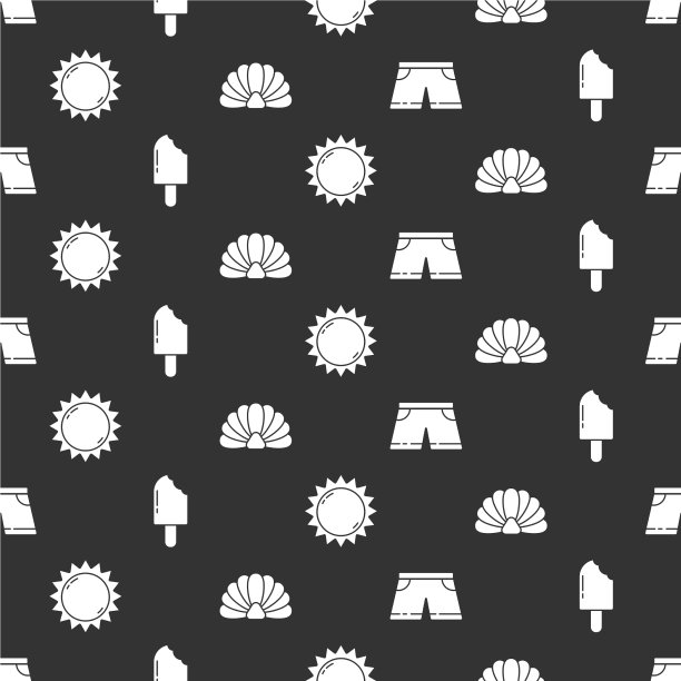 设置泳裤，冰淇淋，太阳和扇贝图片下载