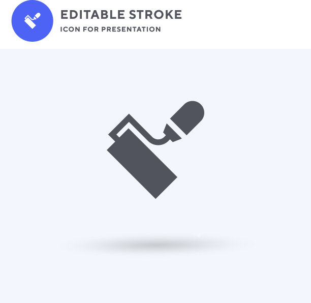 油漆滚筒图标填充平面标志固体图片下载