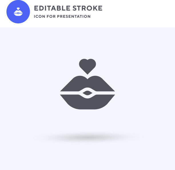 亲吻图标填充平面标志固体图片下载