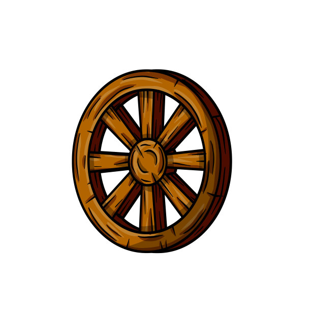 旧的木制车轮。狂野西部的一辆乡村车。图片下载