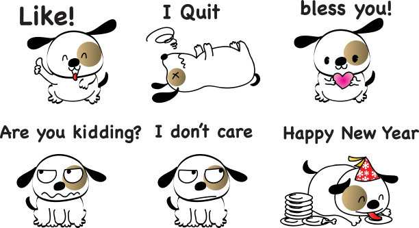 矢量卡通画小狗表情集图片下载