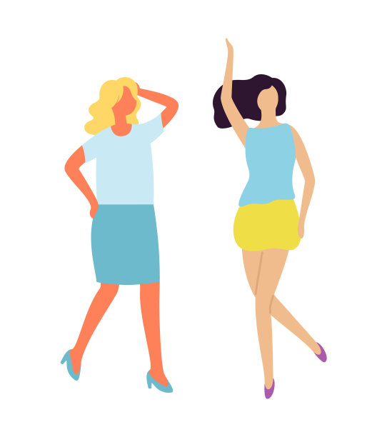 快乐的女人跳舞，母鸡聚会孤立的人物图片下载