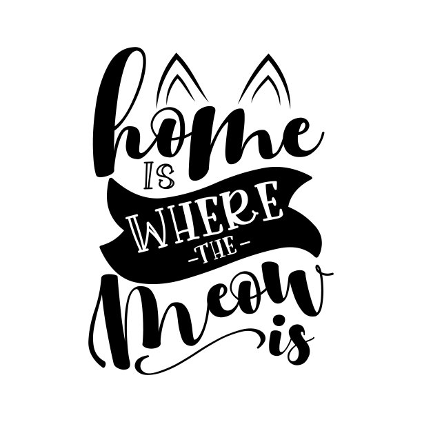 家是喵的地方-有趣的手绘矢量说与猫耳朵。图片下载