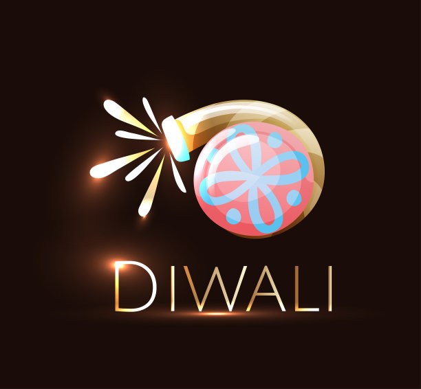 有圆形爆竹和文字的排灯节海报图片下载