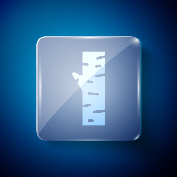 白色桦树图标孤立在蓝色背景图片下载