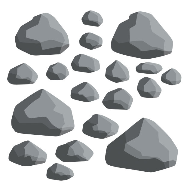 天然的石墙和光滑的灰色圆石。图片下载