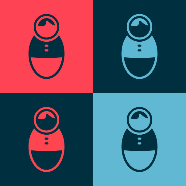 波普艺术不倒翁娃娃玩具图标孤立的颜色图片下载