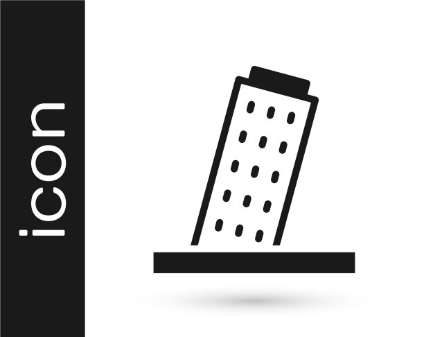 黑色的比萨斜塔图标孤立在白色上图片下载