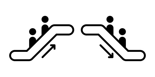 电梯孤立在白色背景上。现代建筑楼梯、电梯、电梯、矢量插图图片下载