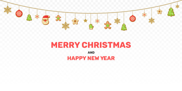 金色圣诞装饰孤立在白色背景上图片下载