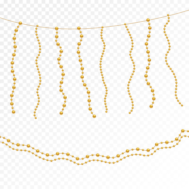 不同型号和形式的金珠。逼真的珠子形象。矢量图图片下载