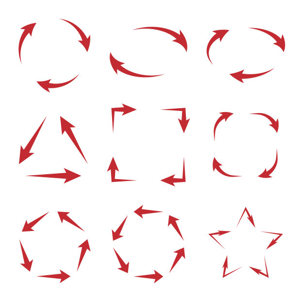 不同形状的箭头循环图，矢量图图片下载