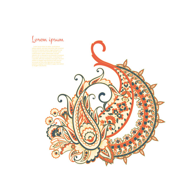 佩斯利隔离模式。复古插图蜡染风格图片下载