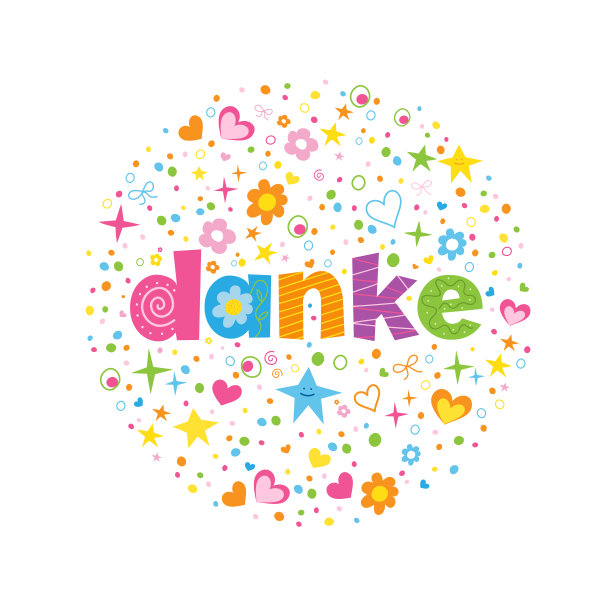 丹克彩色手写贺卡(丹克在德语中的意思是“谢谢你”)图片下载