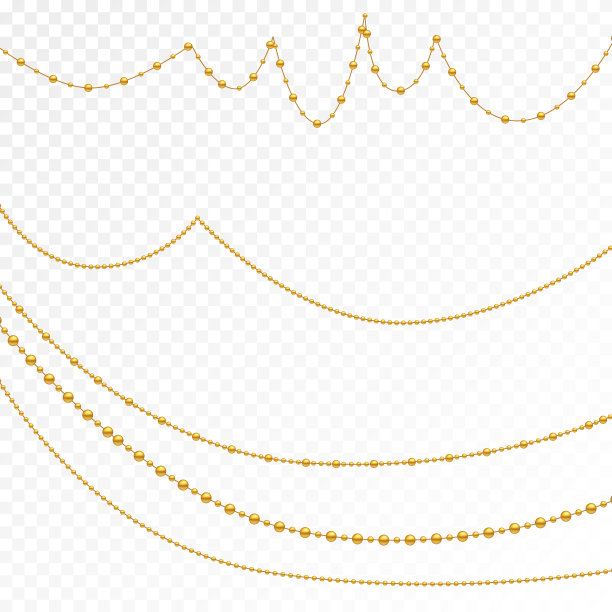 不同型号和形式的金珠。现实的珠子图像。矢量图图片下载