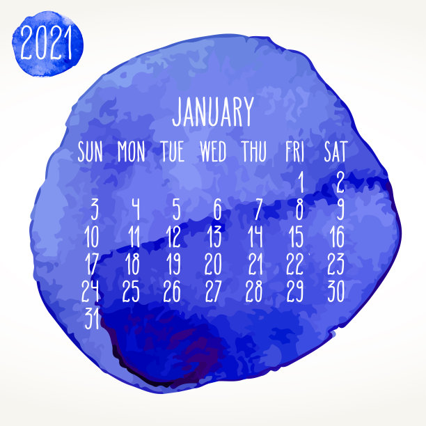 1月2021年油漆月历图片下载