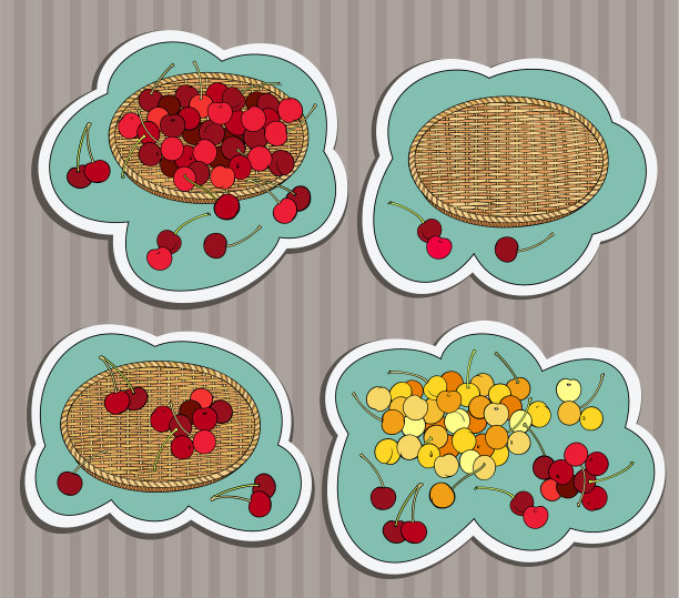 有趣的手绘樱桃篮子图片下载