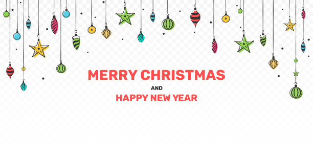 一套手绘花环的圣诞小玩意图片下载