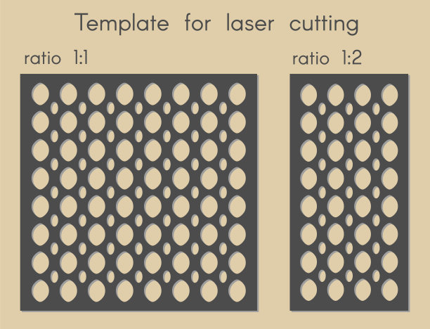 模板激光切割。木、金属板用模板。几何图案。图片下载