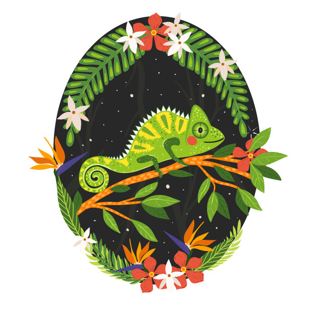 绿色变色龙坐在树枝上图片下载