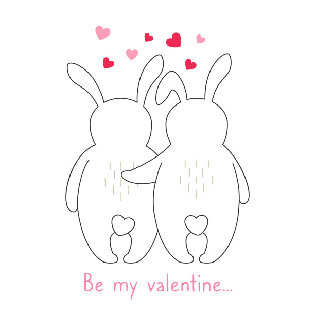 情人节贺卡动物兔爱情快乐图片下载