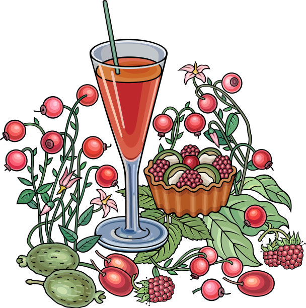 果汁，浆果，糖果，手绘图片下载