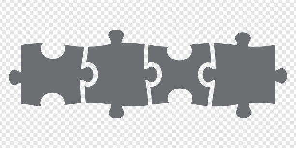四边正方形拼图展示。简单的图标多边形拼图在灰色透明的背景。第四部分比较服务横幅。EPS10。图片下载
