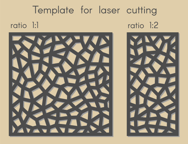 模板激光切割。木、金属板用模板。几何图案。图片下载