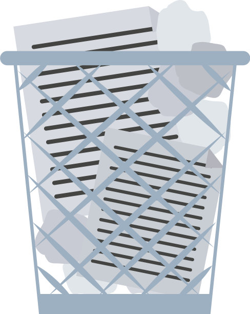 废纸篓与纸张办公用品文具图片下载