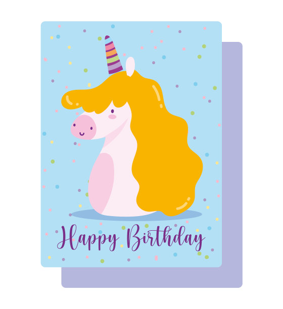 可爱的独角兽卡通庆祝生日快乐图片下载