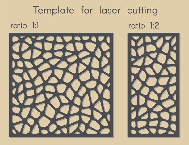 模板激光切割。木、金属板用模板。几何图案。图片下载