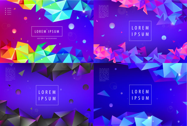 集合矢量抽象三角形横幅，几何海报，封面，网页模板。带有文本空间的现代3d未来主义设计图片下载