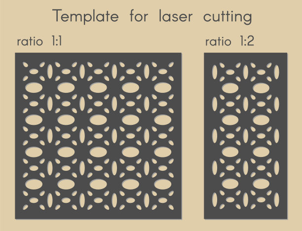模板激光切割。木、金属板用模板。几何图案。图片下载