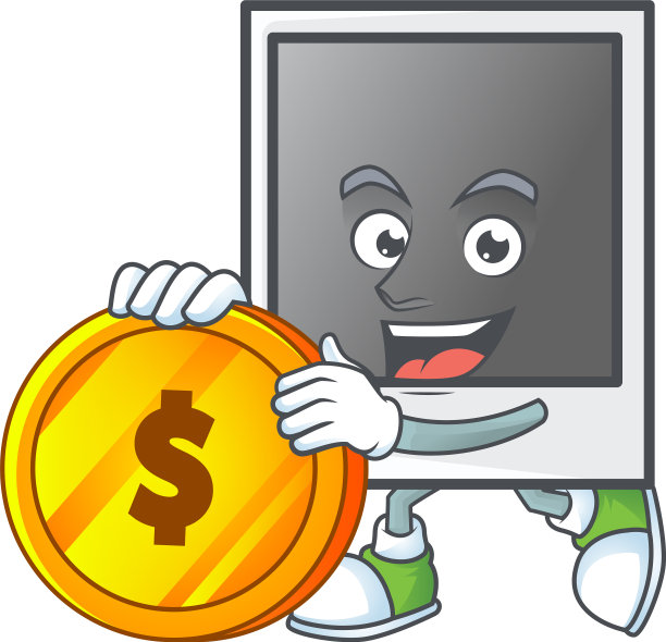 优雅的空宝丽来相框与金币图片下载