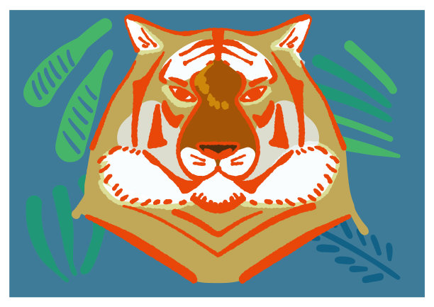 正面的老虎插图图片下载