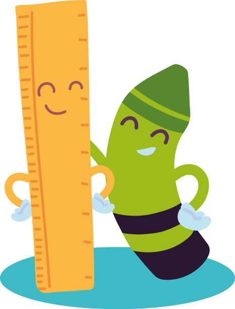 尺子和蜡笔与笑脸卡通图片下载