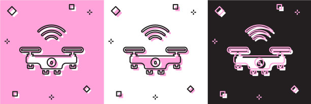 设置智能无人机系统图标隔离在粉红色和图片下载