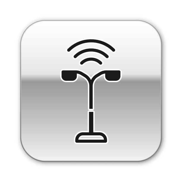 黑色智能路灯系统图标隔离开图片下载
