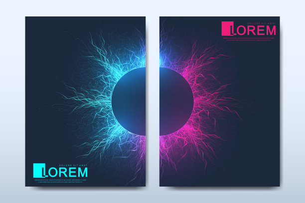 现代矢量模板的小册子，传单，传单，封面，横幅，目录，杂志，年度报告。量子技术。未来的设计。大数据可视化。人工智能图片下载